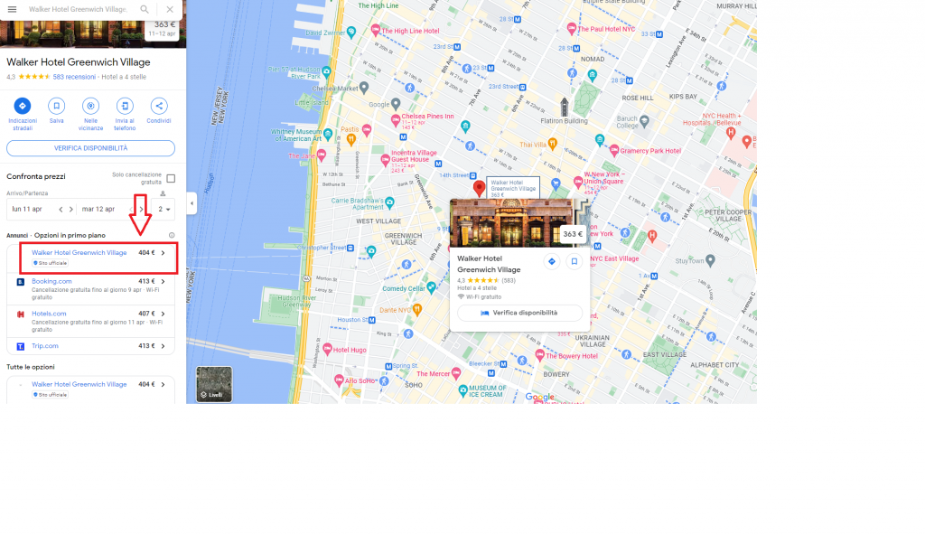 google hotel ads annuncio